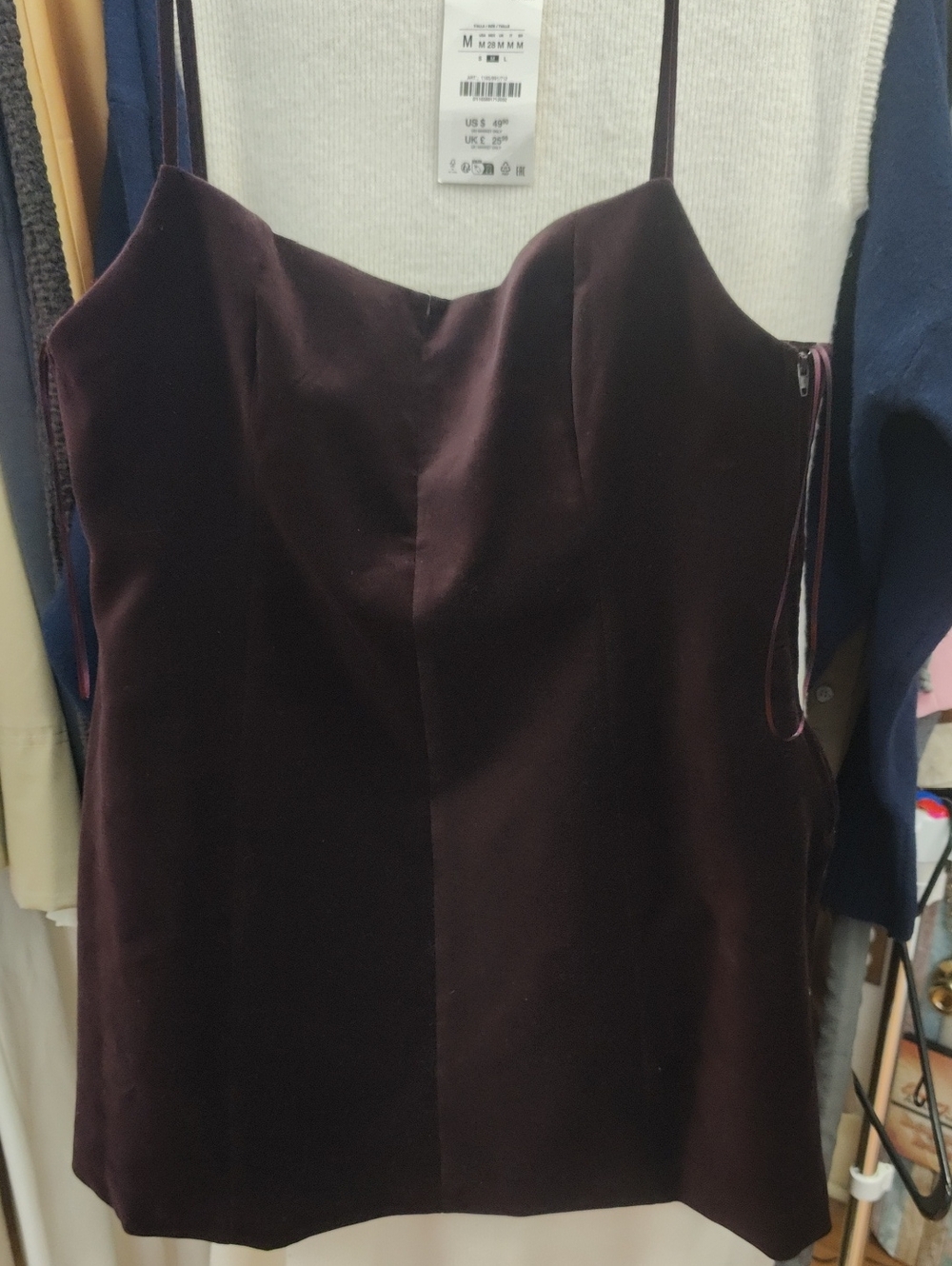 Zara Velvet Bustier Dress in Deep Wine